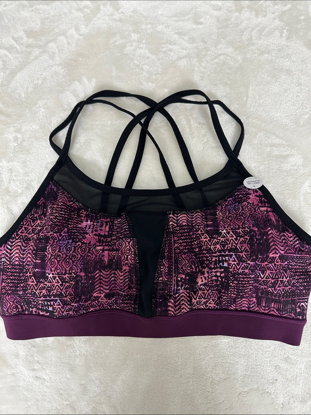 GAIAM Pink and Purple Strappy Mesh Sports Bra NWT
